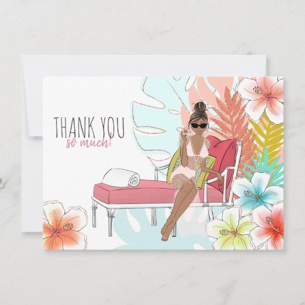 Tropical Glitter Bachelorette Party African Bride Thank You Invitations