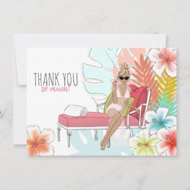 Tropical Glitter Bachelorette Party Bride Thank You Invitations