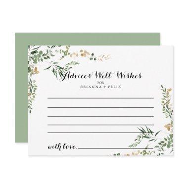 Tropical Gold Green Foliage Wedding Advice Card