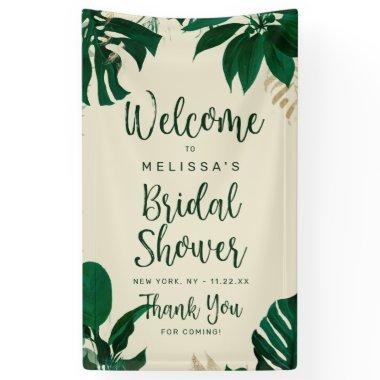 Tropical Green Foliage Bridal Shower Welcome Banner