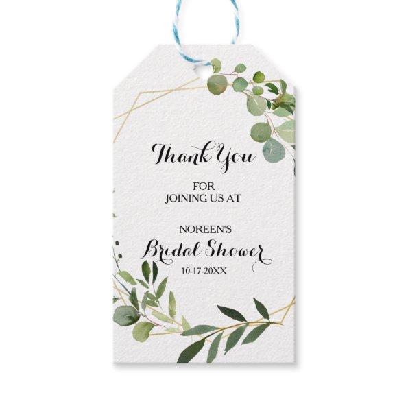 Tropical Green Leaves Bridal Shower Gift Tags