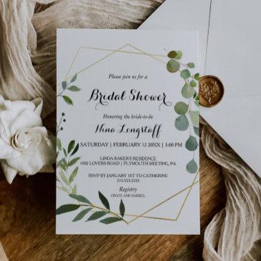 Tropical Green Leaves Bridal Shower Invitations