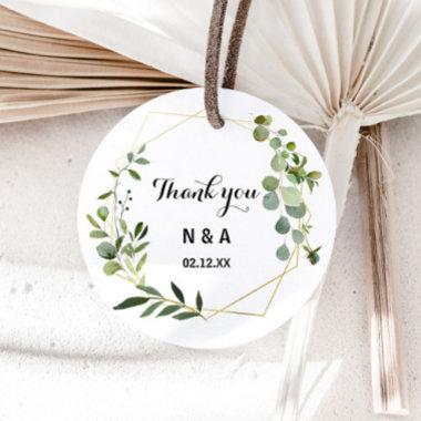 Tropical Green Leaves Thank You Favor Classic Round Sticker