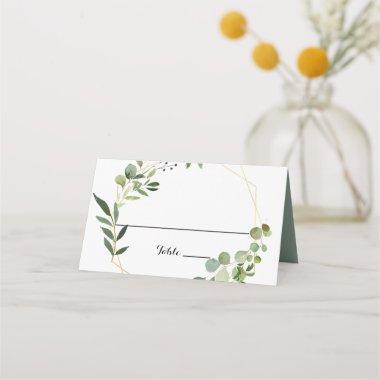 Tropical Green Leaves Wedding Place Invitations
