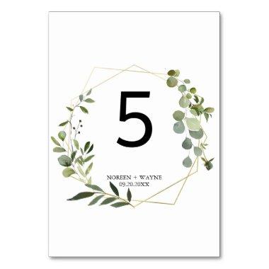 Tropical Green Leaves Wedding Table Number