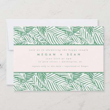 Tropical Green Palm Leaf Couples Bridal Shower Invitations