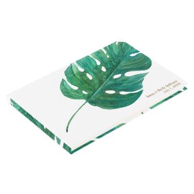 Tropical Green Palm Leaf Hawaiian Summer Wedding Guest Book