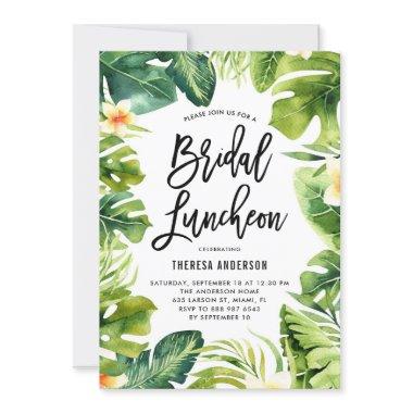 Tropical Greenery and Plumeria Bridal Luncheon Invitations