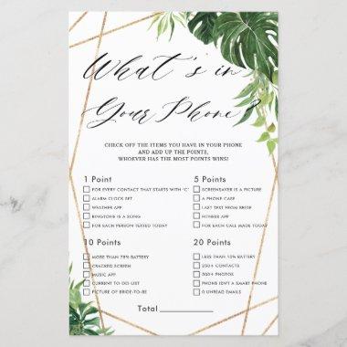 Tropical Greenery Bridal What's In Your Phone Game