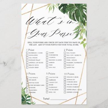 Tropical Greenery Bridal What's In Your Purse Game