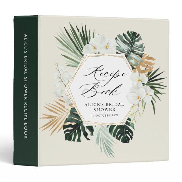 tropical greenery floral bridal shower recipe book 3 ring binder