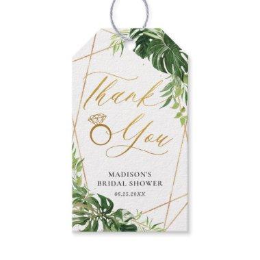 Tropical Greenery Gold Geometric Bridal Shower Gift Tags