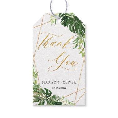 Tropical Greenery Gold Geometric Favor Thank You  Gift Tags