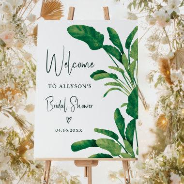 Tropical greenery plant bridal shower welcome foam board