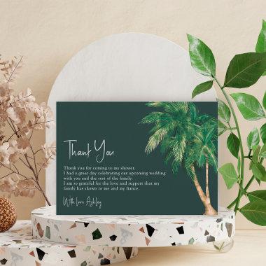Tropical greenery script palm tree bridal shower thank you Invitations