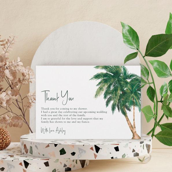 Tropical greenery script palm tree bridal shower thank you Invitations