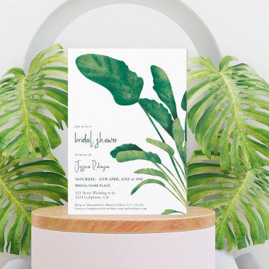 Tropical greenery script plant bridal shower Invitations