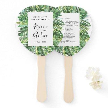 Tropical Greenery Wedding Program Fan