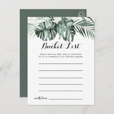 Tropical Greenery White Floral Bucket List Invitations