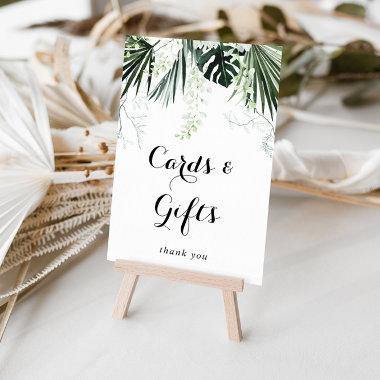 Tropical Greenery White Floral Invitations and Gifts Poster