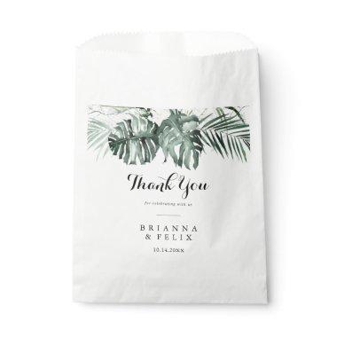 Tropical Greenery White Floral Thank You Wedding Favor Bag
