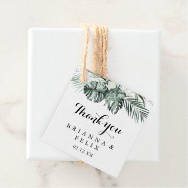 Tropical Greenery White Floral Wedding Favor Tags