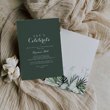 Tropical Greenery White Let's Celebrate Party Invitations