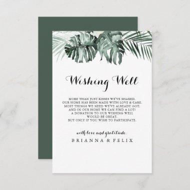 Tropical Greenery White Wedding Wishing Well Enclosure Invitations