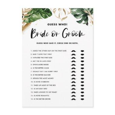 Tropical Guess Who Bride or Groom  Enclosure