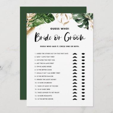 Tropical Guess Who Bride or Groom Shower Invitations