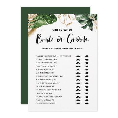 Tropical Guess Who Bride or Groom Shower Invitations