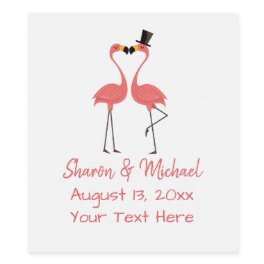 Tropical Hawaiian Beach Pink Flamingo Wedding  Wine Label