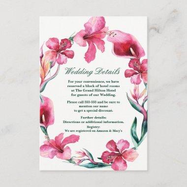 Tropical Hawaiian Flowers Elegant Wedding Details Enclosure Invitations