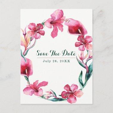 Tropical Hawaiian Flowers Wedding Save the Date Announcement PostInvitations