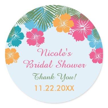 Tropical Hawaiian Hibiscus Bridal Shower Sticker