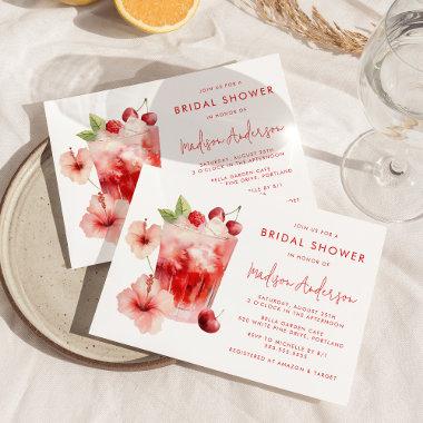 Tropical Hibiscus Cherry Cocktail Bridal Shower Invitations