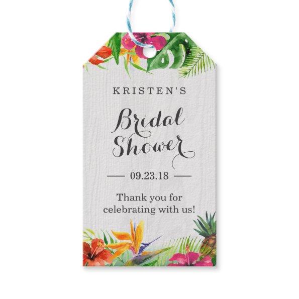 Tropical Hibiscus Floral Bridal Shower Thank You Gift Tags