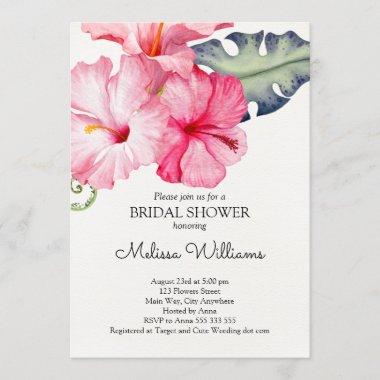 Tropical Hibiscus Summer Bridal Shower Invitations