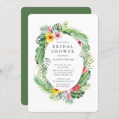 Tropical Hibiscus Wreath Bridal shower Invitations