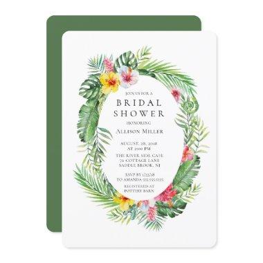 Tropical Hibiscus Wreath Bridal shower Invitations