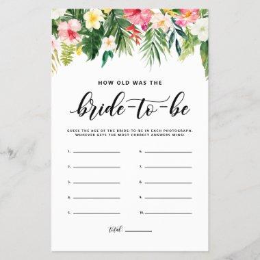 Tropical How Old Was the Bride-to-be Game Invitations