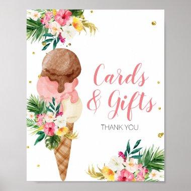 Tropical Ice Cream Floral Invitations & Gifts Poster