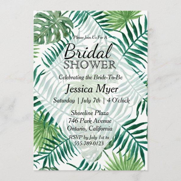 Tropical Island Leaf Bridal Shower Invitations