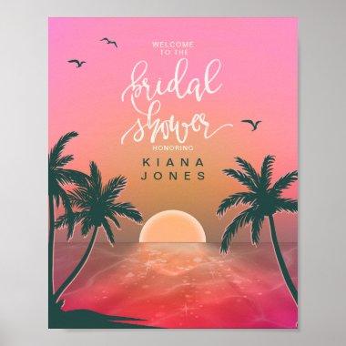 Tropical Isle Sunrise Bridal Shower Pink ID581 Poster