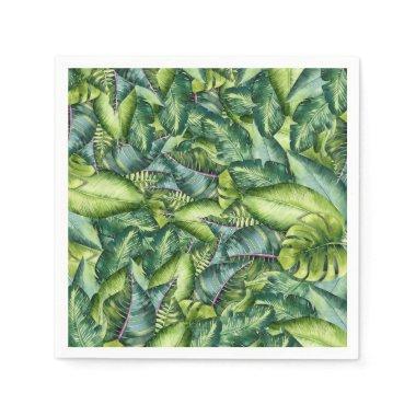Tropical Jungle Leaves Botanical Birthday Party Napkins