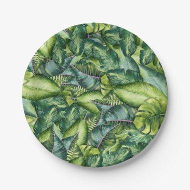 Tropical Jungle Leaves Botanical Birthday Party Paper Plates