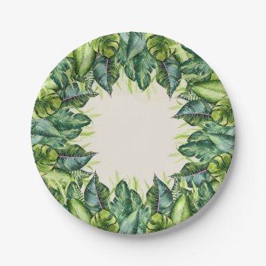 Tropical Jungle Leaves Botanical Birthday Party Paper Plates