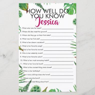 Tropical Leaf How Well Do You Know The Bride Game