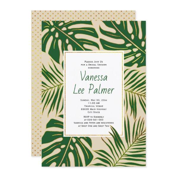 Tropical leaves beige wedding