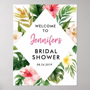 Tropical Leaves Bridal Shower Welcome Poster